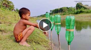 Unique Fishing Video Traditional Boy Catching Big Fish With Plastic Bottle Fish Hook By River