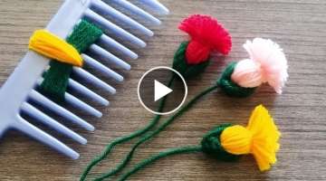 Amazing Hand Embroidery Woolen Flower making with Hair Comb 