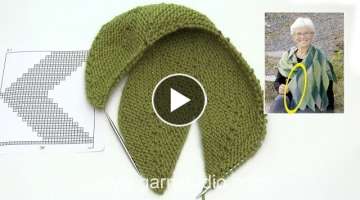 How to start a shawl with leaves working in garter stitch