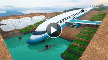 120 Days How I Build Water Slide Planes Park into Swimming Pool House Underground