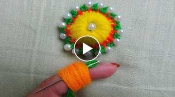 hand embroidery amazing tricks,#decorative wool embroidery flower with pearl, finger knitting woo...