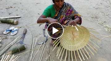 Bamboo Basket Making By Woman 