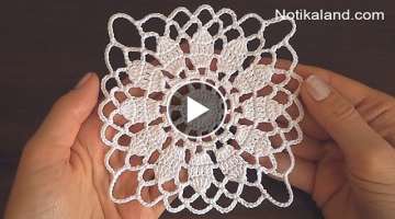 Crochet Easy Flower Square Motif 