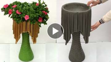 Flower pots from fabric and cement are very unique