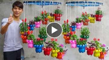 Plastic Bottles Recycle To Make Spiral Hanging Flower Pots For Garden 