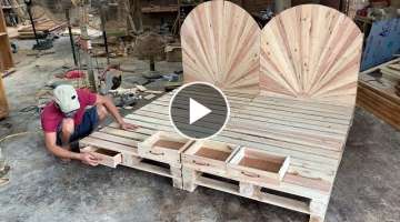 Amazing How To build A King Size pallet Bed Extremely Simple and Beautiful 