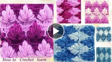 Como tejer con Gancho Crochet punto de hojas gorditas de tres formas diferentes