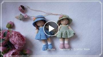 Little Doll girl bag charm crochet 