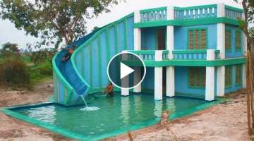 Build Modern Contemporary Mud Villa And Design Water Slide 
