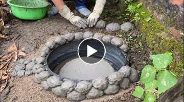 Garden Decoration Ideas from Cement and Old tires 