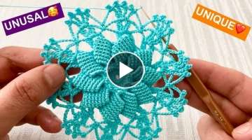 Easy and Beautiful 3D Crochet Tablecloth Motif Pattern Tutorial 