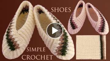 Zapatos a crochet fÃ¡ciles de tejer con solo un rectÃ¡ngulo tejido con ganchillo