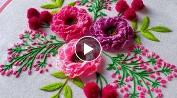 Beautiful 3D Roses Hand Embroidery Design 