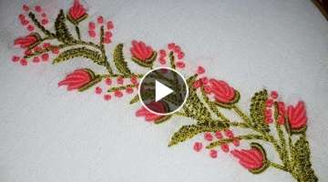 Hand embroidery designs. border line tutorial for beginners.by nakshi katha