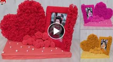 Unique Woolen Beautiful Heart Photo Frame Making at Home 