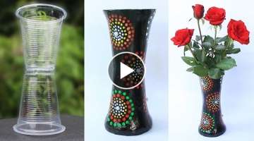 How to make flower vase from plastic cup and Plaster