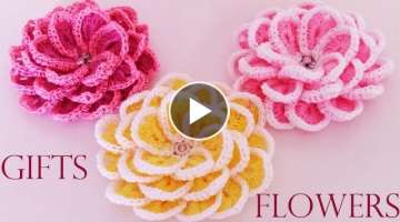 Como tejer fÃ¡cil y rÃ¡pido flores en una sola tira- Make creates beautiful flowers cute gi...