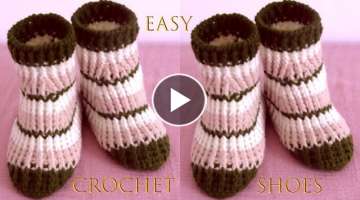 Botas Pantuflas fÃ¡ciles tejidas a Crochet