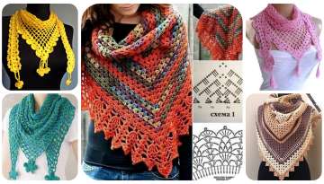 Crochet a simple triangular shawl with double crochets