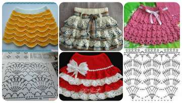 The fashion of making cute knitted skirts for a girl 