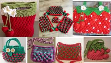 Tunisian Craft Strawberry Bag Making